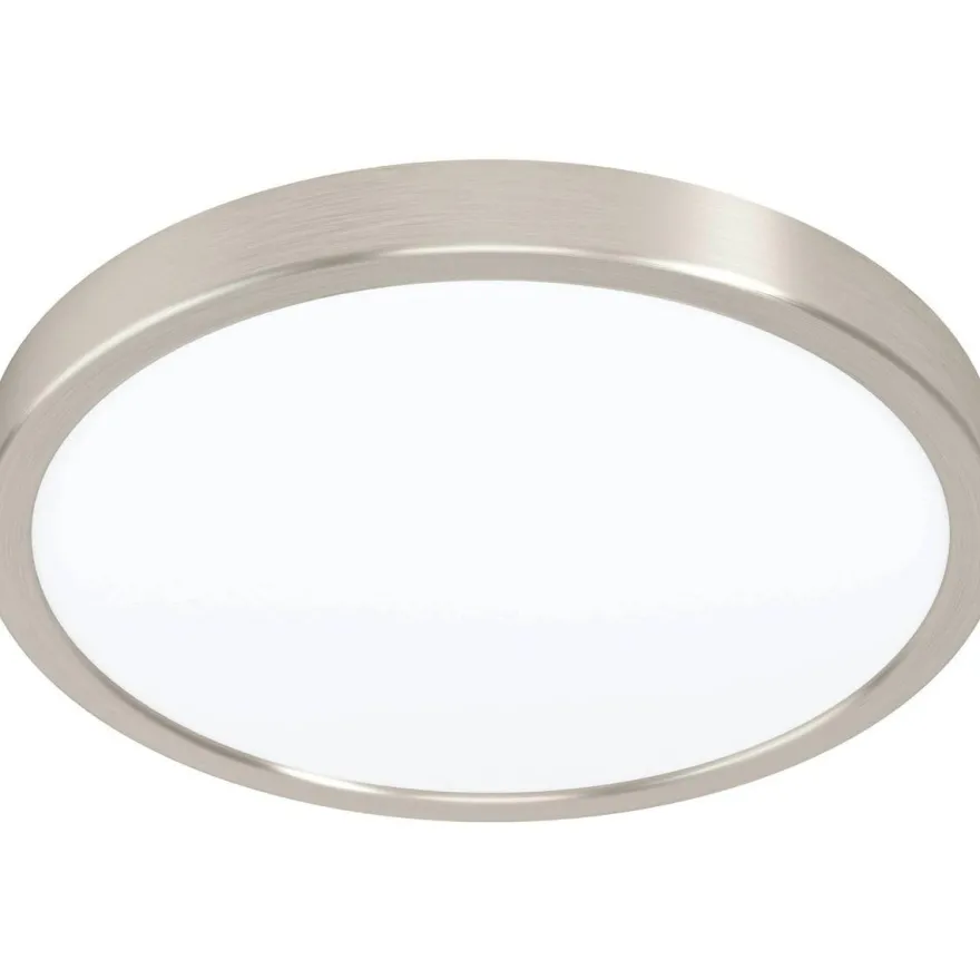 LED-Plafondi Eglo Fueva 5, 3000K, harjattu teräs, pyöreä, pinta-asennettava, vaihdettava LED, eri kokoja