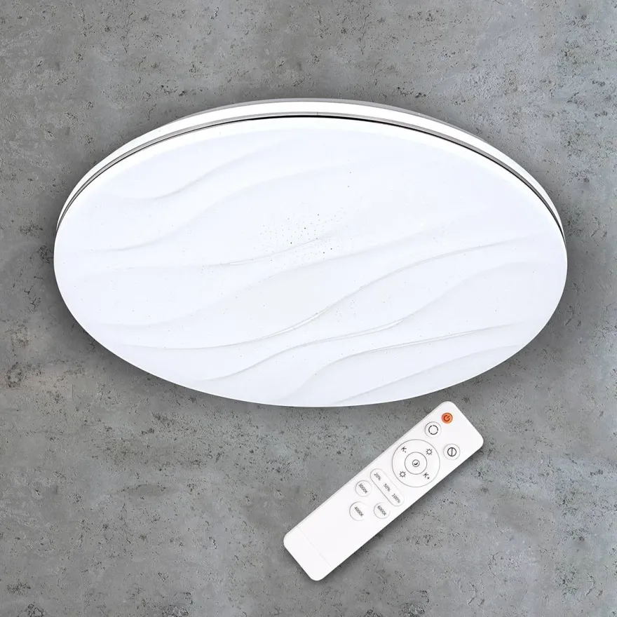 LED-plafondi Polux Desert, Ø38cm, 24W, himmennettävä, valkoinen