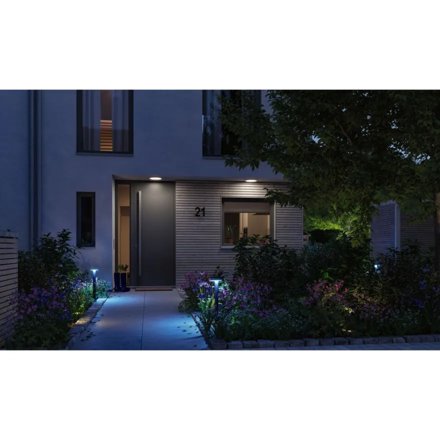 LED-pollarivalaisin Paulmann Plate, Smart Home Zigbee 3.0, IP44, 60cm, RGBW+, antrasiitti