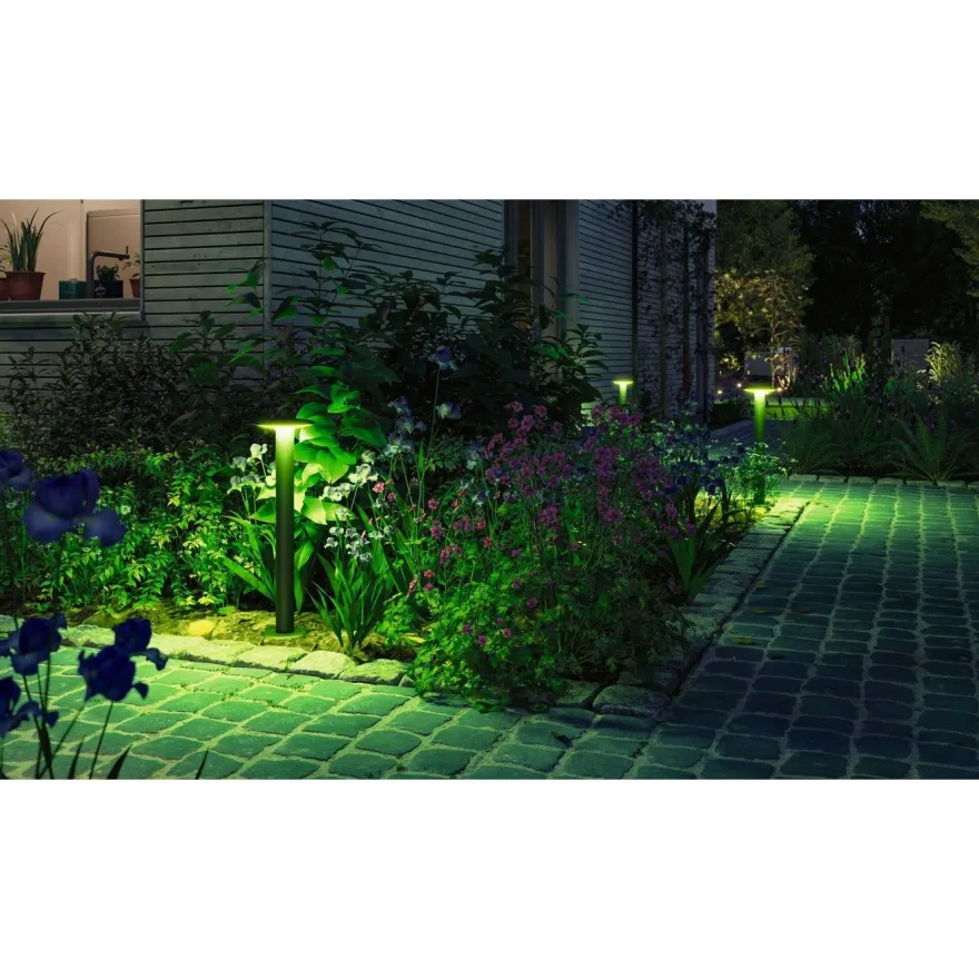 LED-pollarivalaisin Paulmann Plate, Smart Home Zigbee 3.0, IP44, 60cm, RGBW+, antrasiitti