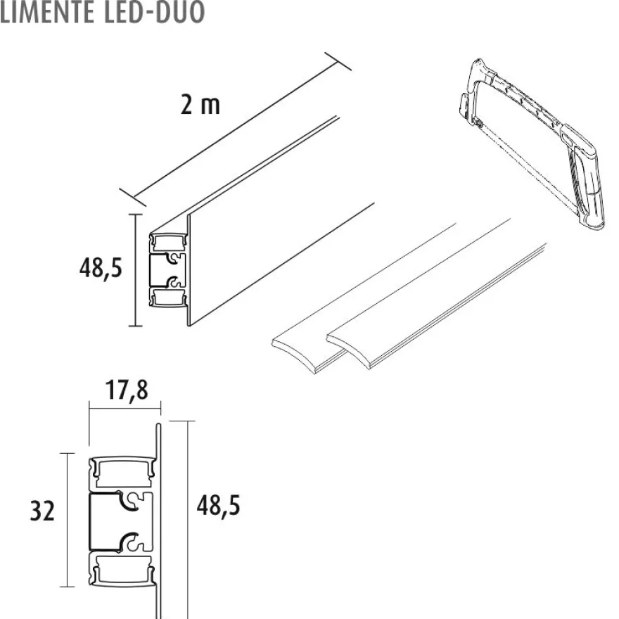 LED-profiili Limente LED-Duo 20 Lux, 3000K musta