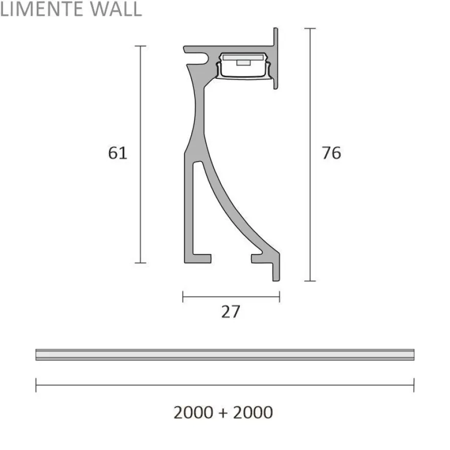 LED-profiili Limente LED-Wall 40 CCT, 2700-6000K, 4m, 29W, alumiini