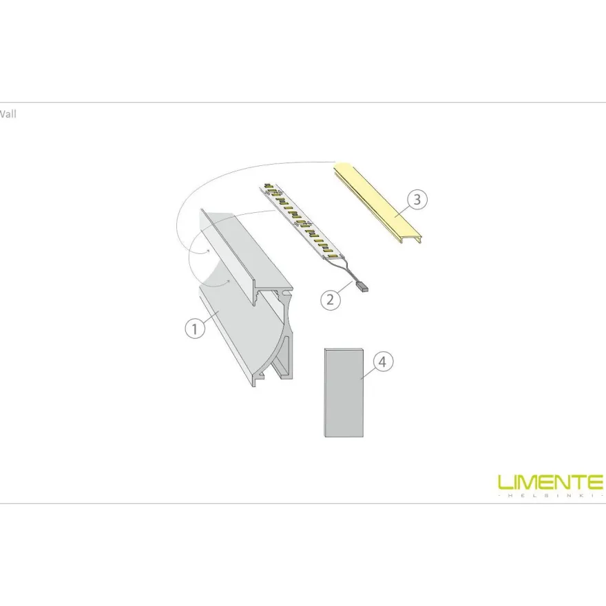LED-profiili Limente LED-Wall 40 CCT, 2700-6000K, 4m, 29W, alumiini