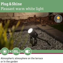 LED-puutarhaspotti Paulmann Plug & Shine maapiikki IP65 3000K 3.5W musta