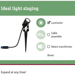LED-puutarhaspotti Paulmann Plug & Shine maapiikki IP65 3000K 3.5W musta