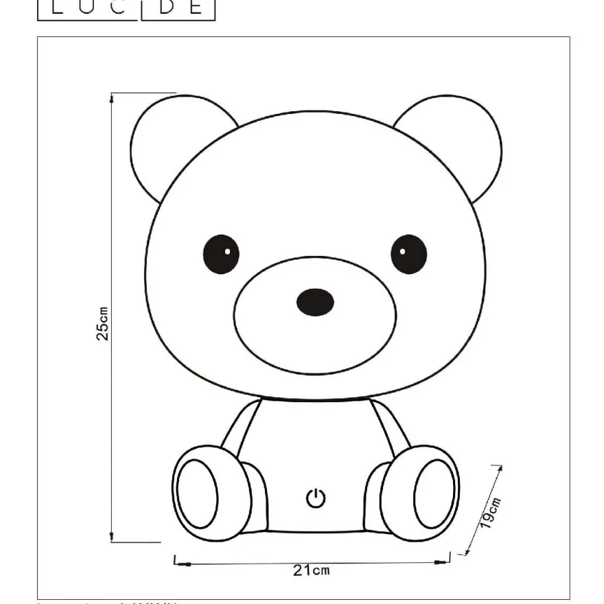 LED-pöytävalaisin Lucide Dodo Nallekarhu, 21x19x25cm, 3W, himmennettävä, valkoinen