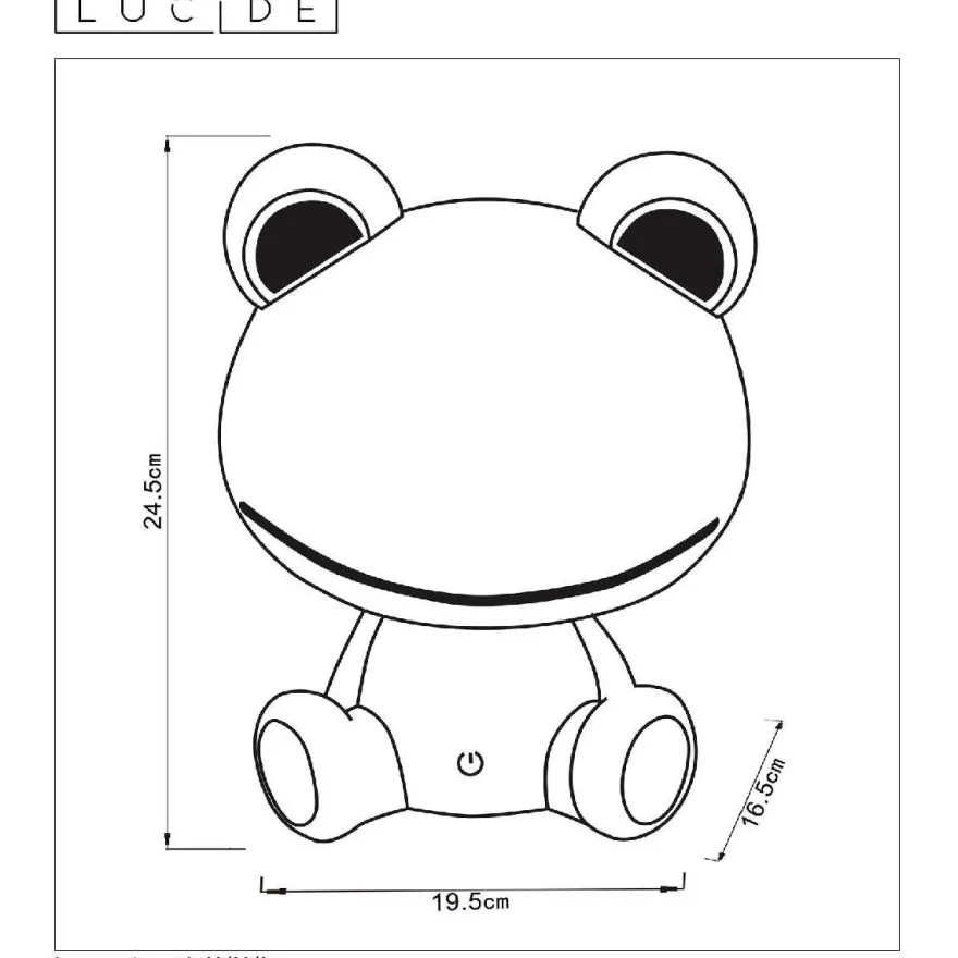 LED-pöytävalaisin Lucide Dodo Sammakko, 19x16x30cm, 3W, himmennettävä, vihreä