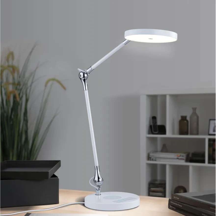 LED-pöytävalaisin Paulmann Numis Qi, 1000lm, 11W, himmennettävä, säädettävä värilämpötila, valkoinen