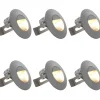 LED-seinävalaisimet ulkokäyttöön, 6 kpl, 5 W, hopea, pyöreä