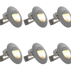 LED-seinävalaisimet ulkokäyttöön, 6 kpl, 5 W, hopea, pyöreä