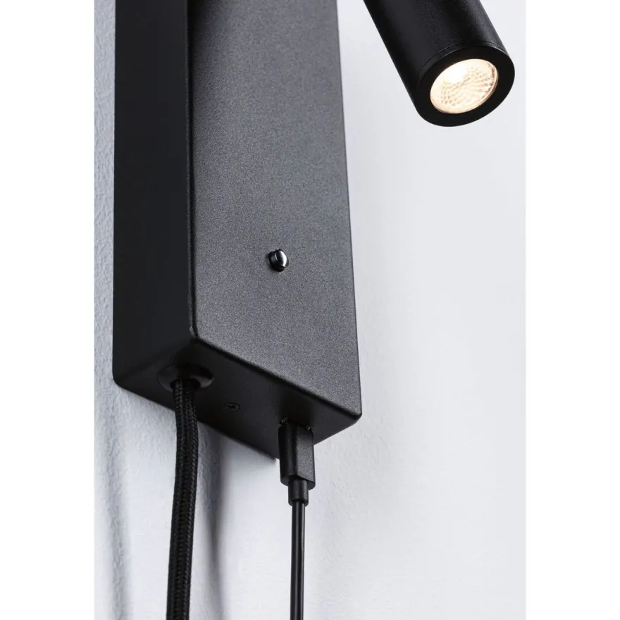 LED-seinävalaisin Paulmann Hulda, Hulda, USB C, 3000K, 130lm, 2.5W, himmennettävä, eri värejä