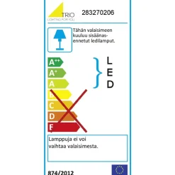 LED-seinävalaisin Trio Mattimo 55x604x80mm, kromi