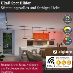 LED-spottivalaisin kiskoon Paulmann URail Smart Home Zigbee 3.0 Hildor, Ø18cm, 500lm, 7.5W, RGBW+, himmennettävä, 230V