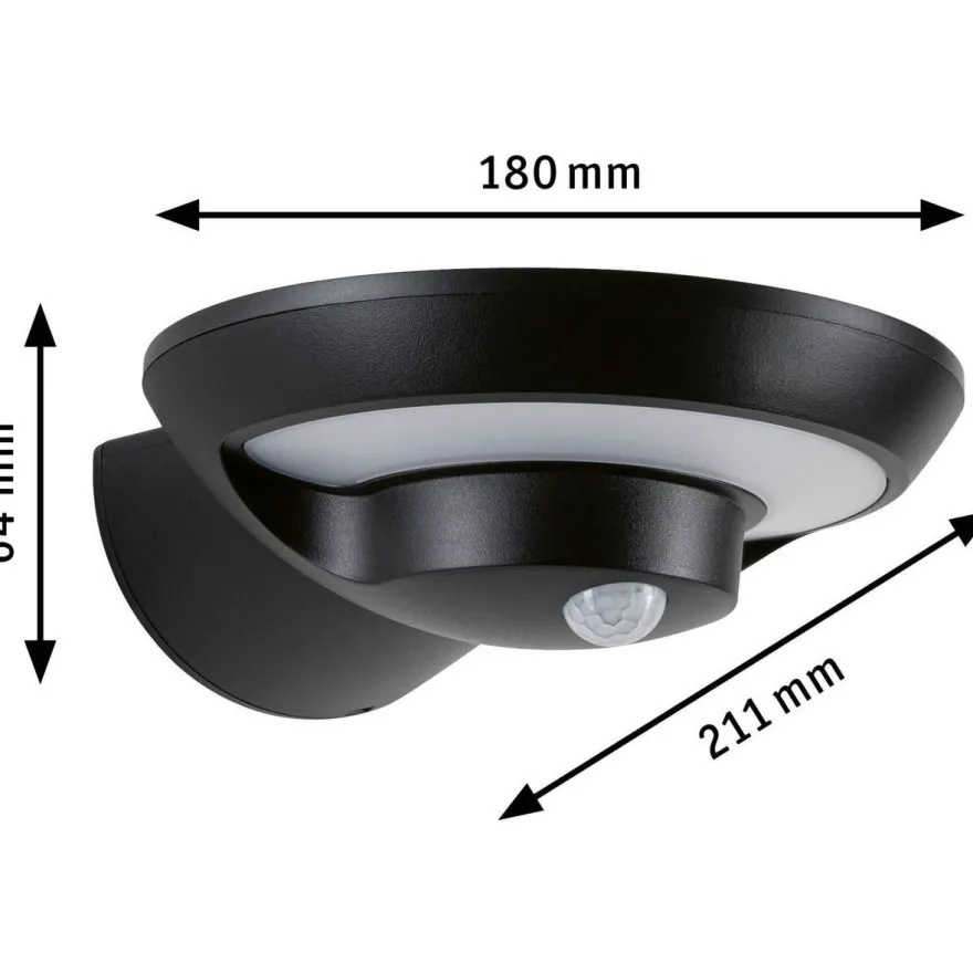 LED-ulkoseinävalaisin aurinkokennolla Paulmann Bordola, IP44, 3000K, hämärätunnistin, antrasiitti