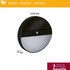 LED-ulkoseinävalaisin aurinkokennolla Paulmann Elios, IP44, 3000K, liiketunnistin, antrasiitti