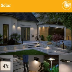 LED-ulkoseinävalaisin aurinkokennolla Paulmann Helena, IP44, 3000K, liiketunnistin, antrasiitti
