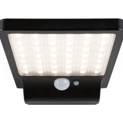 LED-ulkoseinävalaisin aurinkokennolla Paulmann Solveig, IP44, 3000K, liike- ja hämärätunnistin, musta