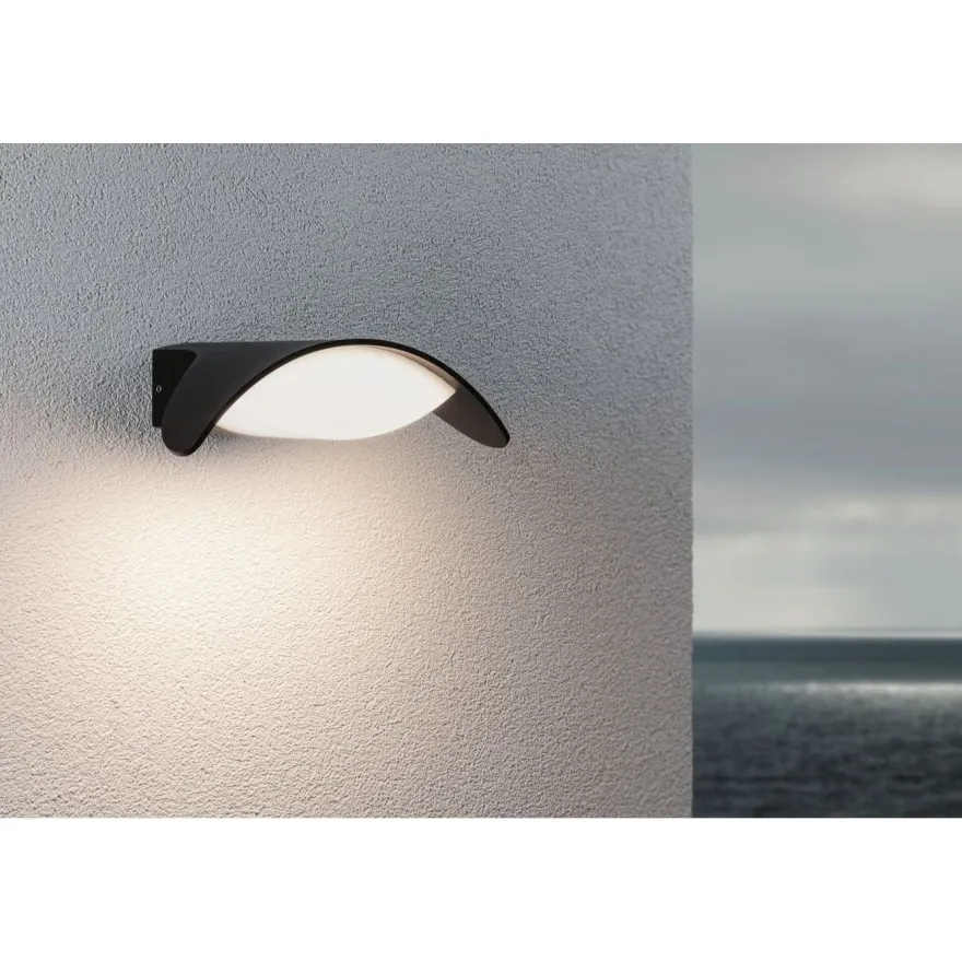 LED-ulkoseinävalaisin Paulmann Mesana, IP44, 24x16.5cm, 3000K, antrasiitti