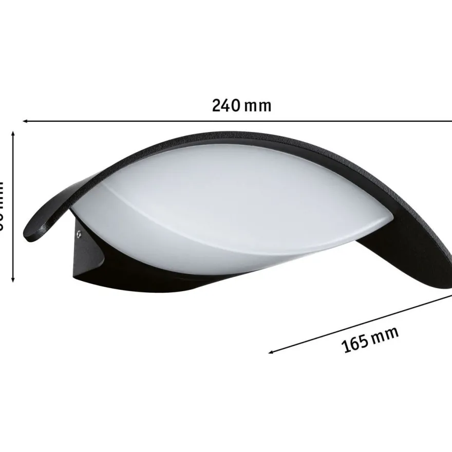 LED-ulkoseinävalaisin Paulmann Mesana, IP44, 24x16.5cm, 3000K, antrasiitti