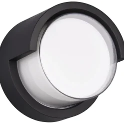 LED-ulkoseinävalaisin Trio Puno, pyöreä, mattamusta