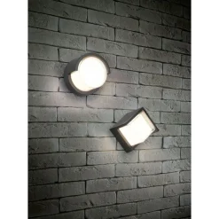 LED-ulkoseinävalaisin Trio Puno, pyöreä, mattamusta