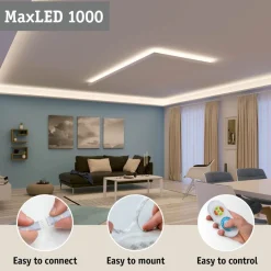 LED-valonauha Paulmann MaxLED 1000 Full-Line COB, aloituspakkaus, 3m, 25.5W, 1200lm/m, 672LEDs/m, 50VA, säädettävä värilämpötila