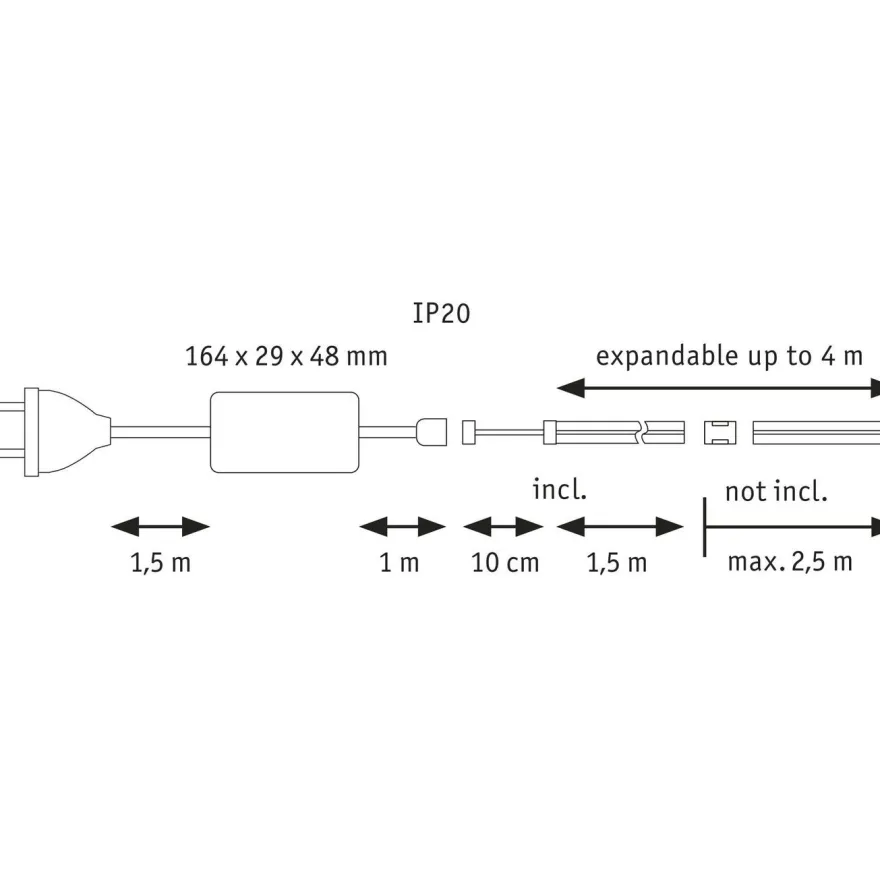 LED-valonauha Paulmann MaxLED 1000 Full-Line COB, aloituspakkaus, 1.5m, 18W, 1080lm/m, 528LEDs/m, 2700K, 40VA