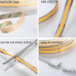 LED-valonauha Paulmann MaxLED 1000 Full-Line COB, aloituspakkaus, 1.5m, 18W, 1080lm/m, 528LEDs/m, 2700K, 40VA