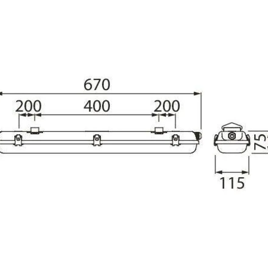 LED-yleisvalaisin Airam Generic, IP65, 2x9W, 670mm, valkoinen