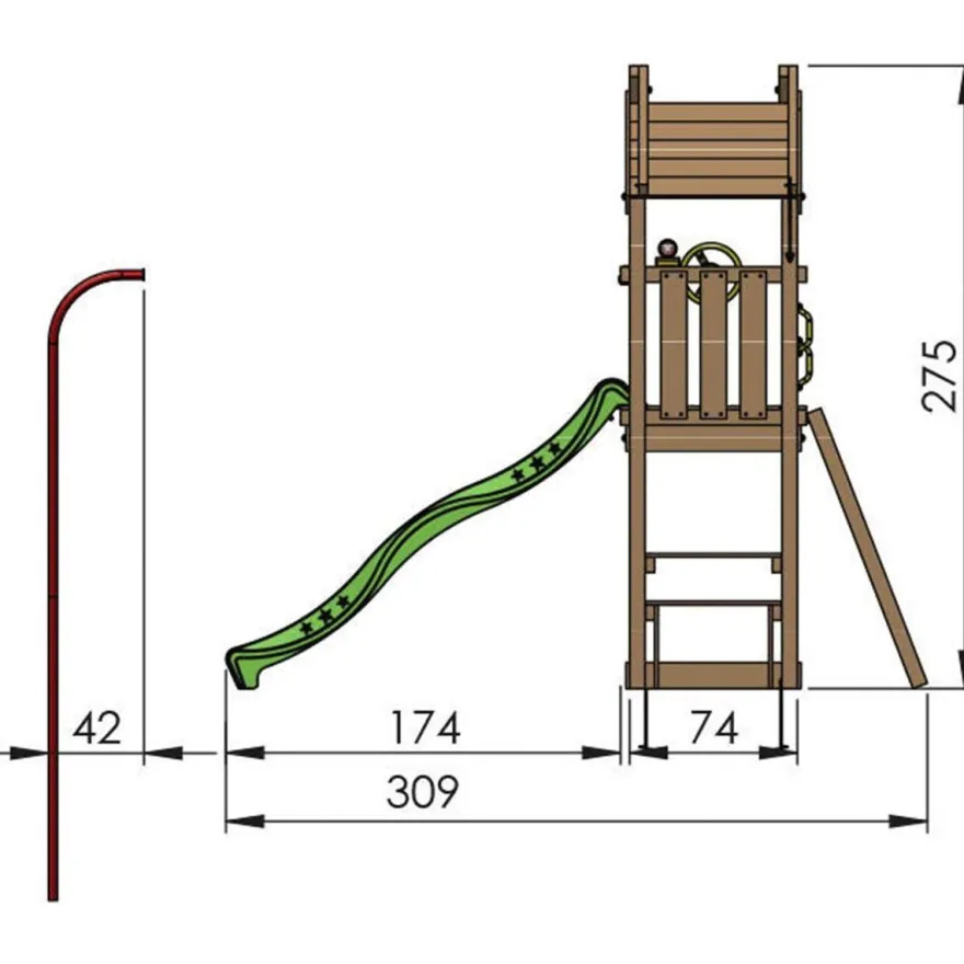 Leikkitorni Jungle Gym Totem, liukumäki