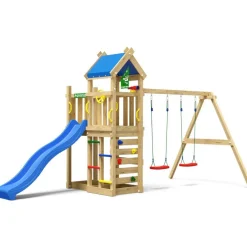 Leikkitornikokonaisuus Jungle Gym Nomad, 2-Swing Module 200, liukumäki