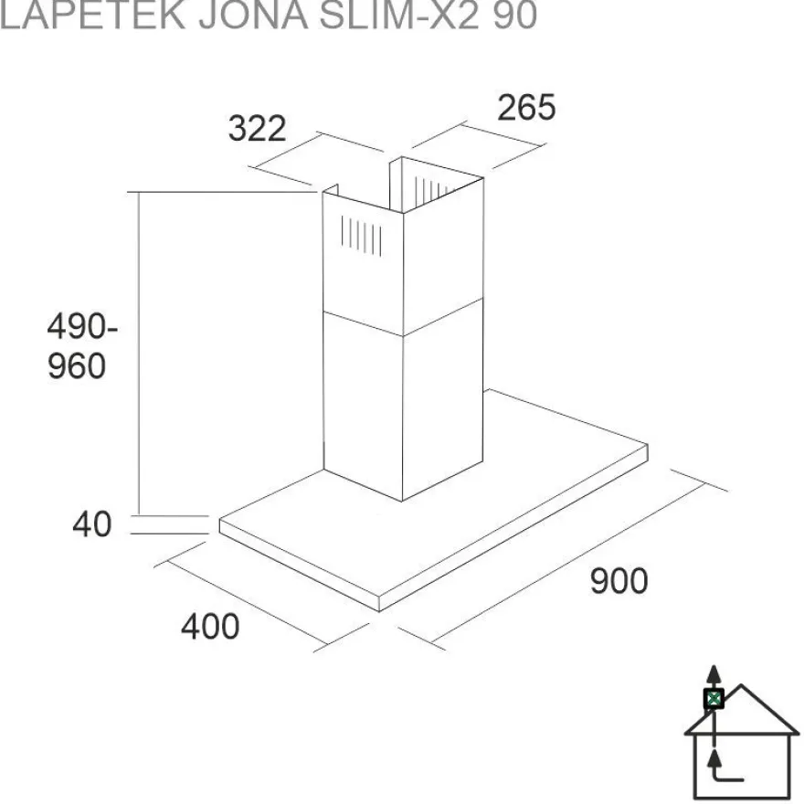 Liesituuletin Lapetek Jona Slim-X2 90AC, seinälle, eri värejä