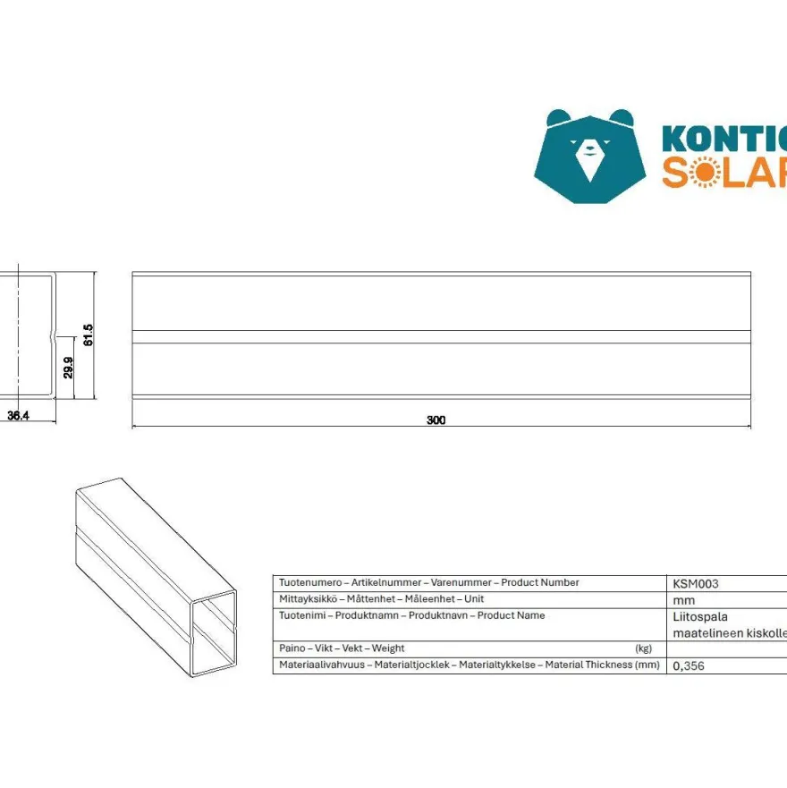 Liitospala maatelineen profiilikiskolle Kontio Solar Strong