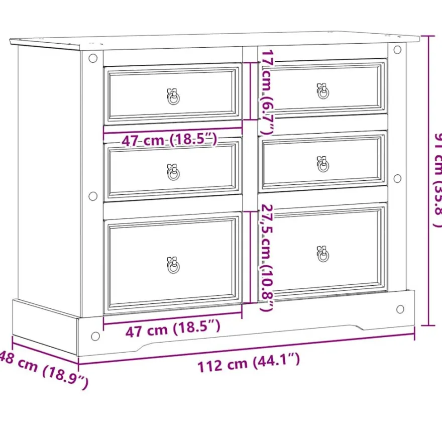 Lipasto Corona 112x48x91 cm täysi mänty (05677)