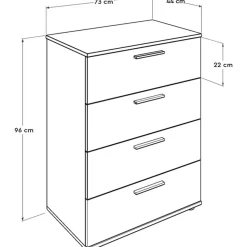 Lipasto Linento Furniture SFN-540-BB-1, leveys 73cm, korkeus 96cm, valkoinen