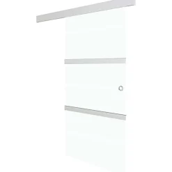 Liukuovi ESG-lasi ja alumiini 90x205 cm hopea, huurrelasi raidoilla