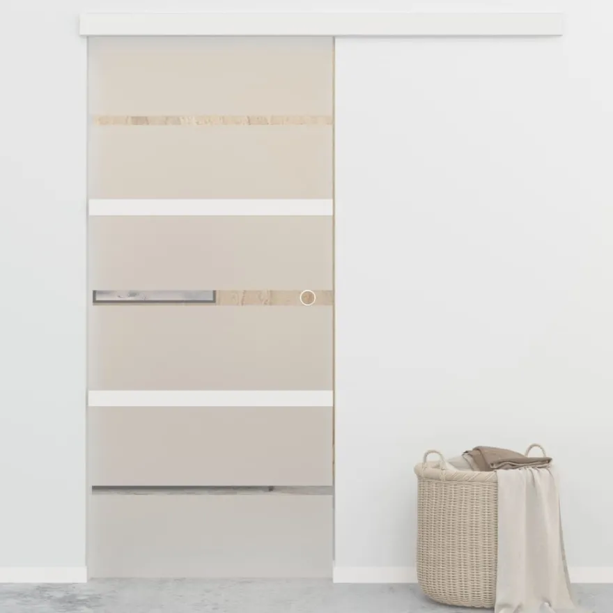 Liukuovi ESG-lasi ja alumiini 90x205 cm hopea, huurrelasi raidoilla