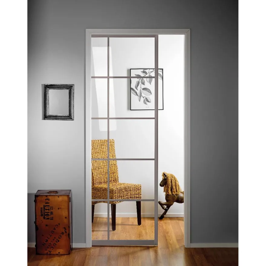 Liukuovi seinän sisään Stella Pocket Door M12, ristikko, 1225x2040mm, alumiini