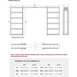Liukuovi seinän sisään Stella Pocket Door M10, ristikko, 1025x2040mm, alumiini