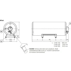 Lämminvesivaraaja Haato Sauna HM-230, rst, 230l, saunamalli