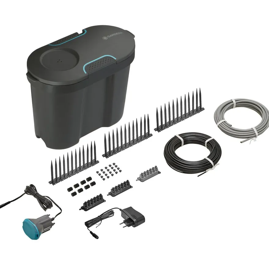 Lomakastelusarja Gardena Micro-Drip, 10.5L säiliöllä, max. 36 ruukkukasvia
