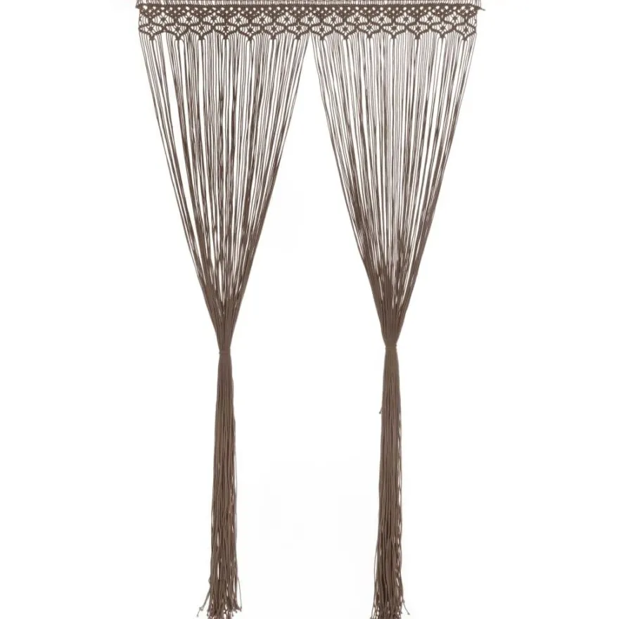 Macrame verho harmaanruskea puuvilla 140x240 cm