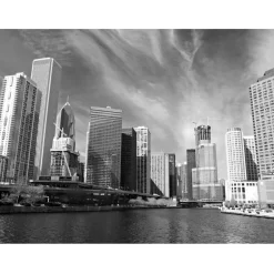 Maisematapetti Artgeist Chicago Skyline mustavalkoinen, eri kokoja