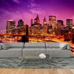 Maisematapetti Artgeist Manhattan ja Brooklyn Bridge yöllä, eri kokoja