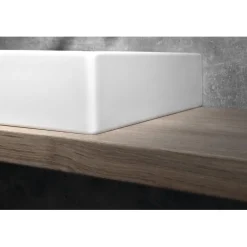 Malja-allas Interia Kube X 50x47cm, tasainen pohja, 3 hanareikää, ExtraGlaze-pinnoite, valkoinen