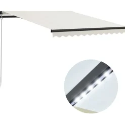 Manuaalisesti sisäänkelattava markiisi ledillä 300x250 cm