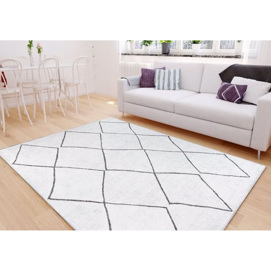 Matto Linento Soul Chenille, 150x230cm, valkoinen/musta
