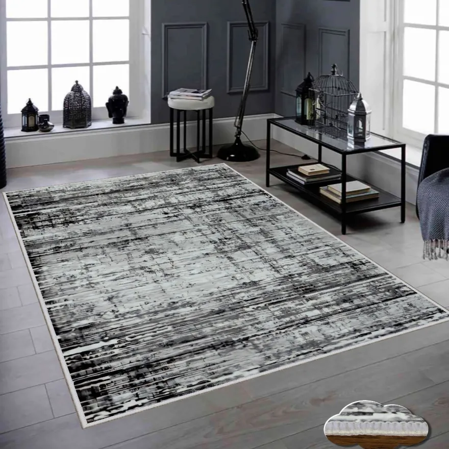 Matto Linento Wookece319, 100x150cm, valkoinen/harmaa