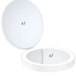 Meikki/matkapeili Smedbo Outline, Ø120mm, akkukäyttöisellä valolla, 7-kertainen suurennus, mattavalkoinen