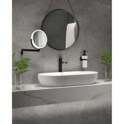 Meikkipeili LED-valolla Smedbo FK446 Outline, akkukäyttöinen, mattamusta